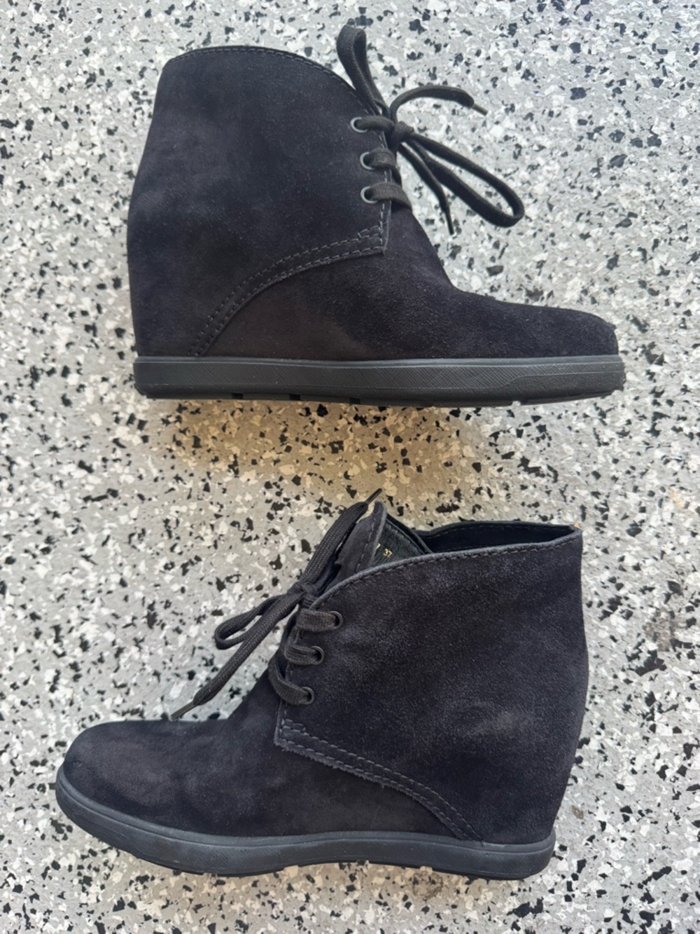 Prada suede black hidden wedge ankle boots women’s 37 pre owned - Picture 3 of 10
